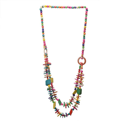 Vacation Sweet Color Block Wooden Beads Coconut Shell Charcoal Beaded Women'S Layered Necklaces