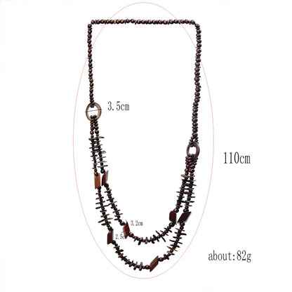 Vacation Sweet Color Block Wooden Beads Coconut Shell Charcoal Beaded Women'S Layered Necklaces