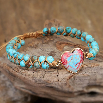 Vacation Sweet Heart Shape Natural Stone Bracelets In Bulk