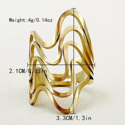 Wholesale Jewelry Vacation Sweet Irregular Leaves 304 Stainless Steel Natural Stone Pearl Shell 14K Gold Plated Plating Inlay Rings