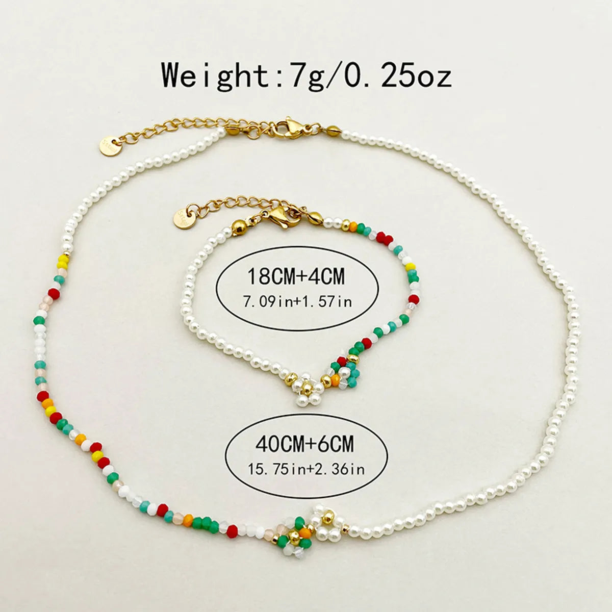 Vacation Sweet Pastoral Flower Stainless Steel Artificial Crystal Beaded Plating Gold Plated Women's Bracelets Necklace