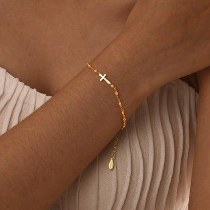 Vacation Sweet Simple Style Cross 201 Stainless Steel 18K Gold Plated Bracelets In Bulk