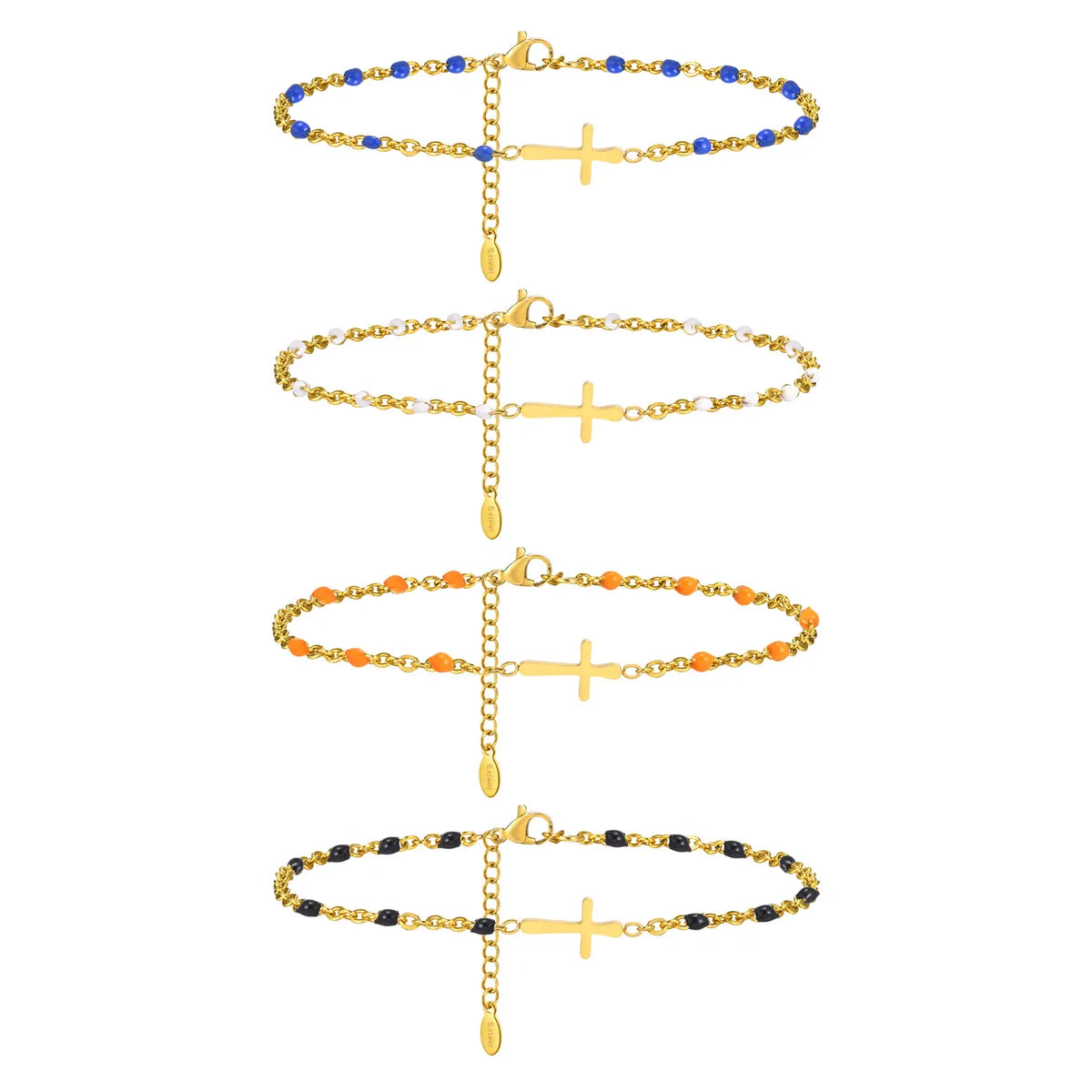 Vacation Sweet Simple Style Cross 201 Stainless Steel 18K Gold Plated Bracelets In Bulk