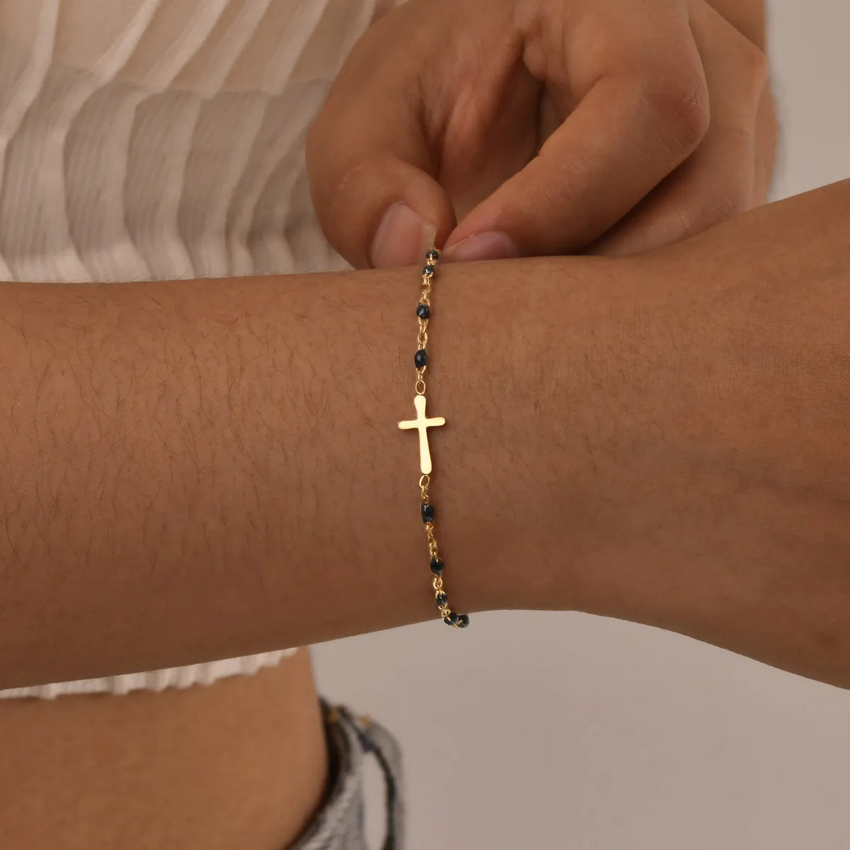 Vacation Sweet Simple Style Cross 201 Stainless Steel 18K Gold Plated Bracelets In Bulk