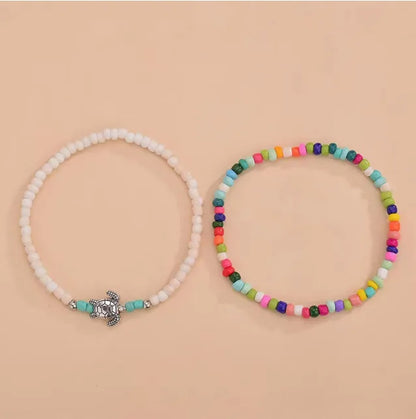 Vacation Tortoise Alloy Seed Bead Beaded Women'S Anklet