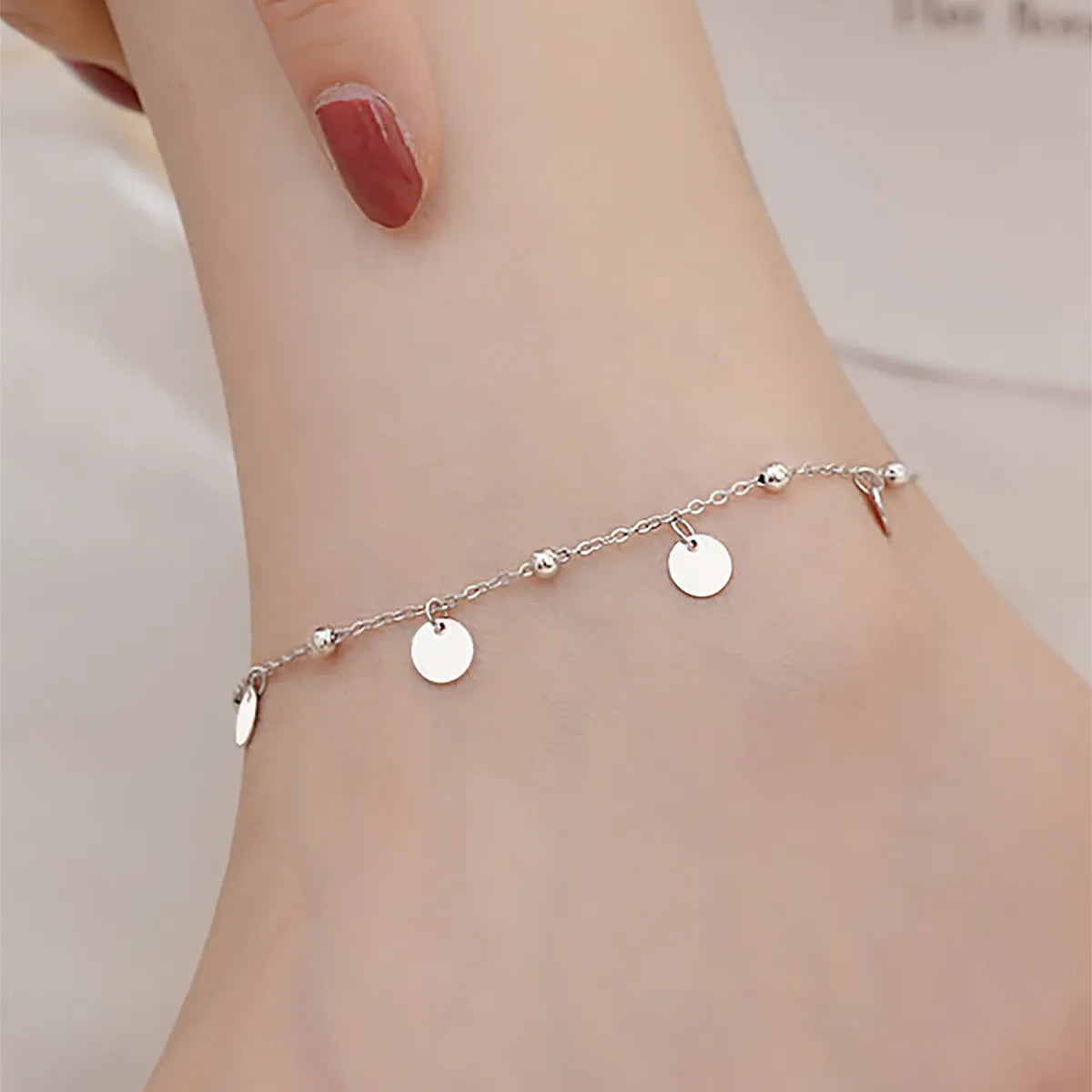 Vacation Tropical Simple Style Heart Shape Plastic Copper Beaded Inlay Zircon Women'S Anklet