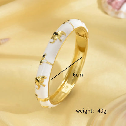 Vacation Tropical Tree Elephant Zinc Alloy 18K Gold Plated Women's Bangle