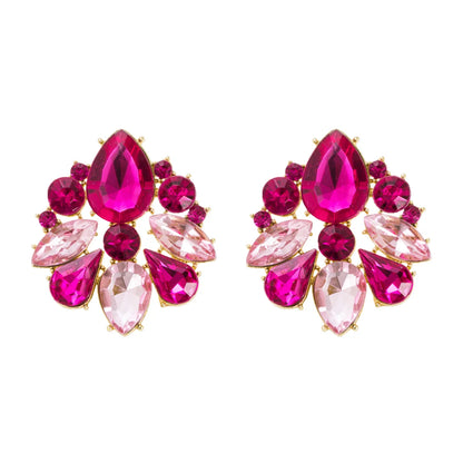 Vacation Water Droplets Flower Alloy Inlay Rhinestones Women's Earrings 1 Pair