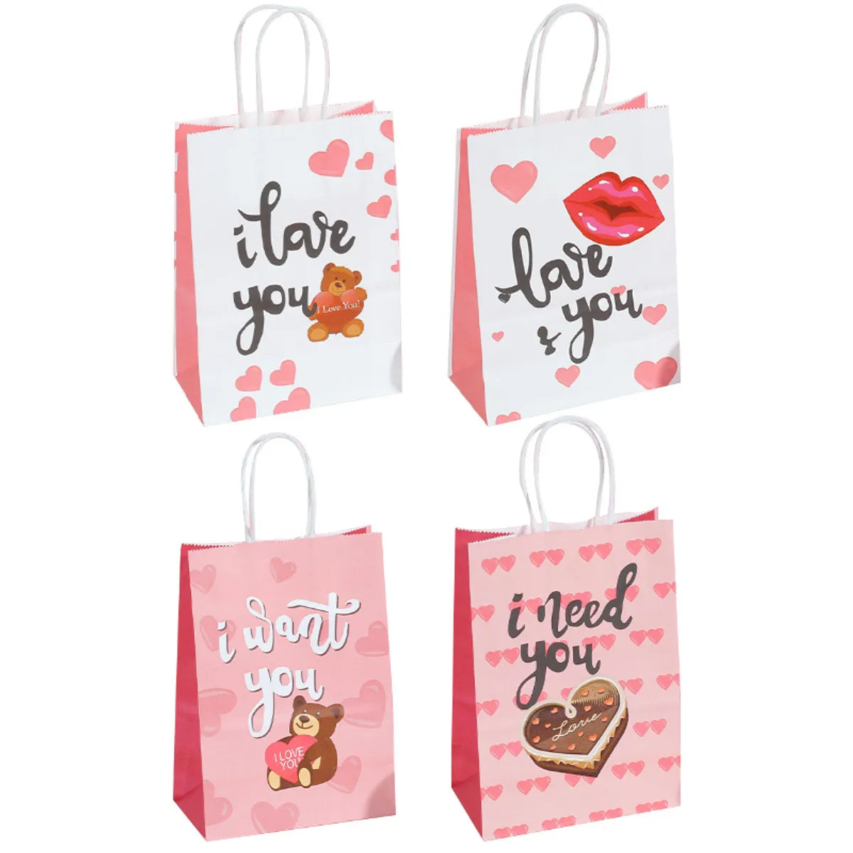 Valentine'S Day Cute Letter Bear Heart Shape Paper Birthday Gift Bags