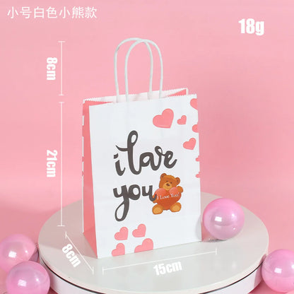 Valentine'S Day Cute Letter Bear Heart Shape Paper Birthday Gift Bags