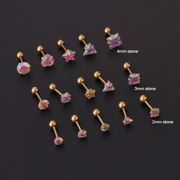 Vintage Color Zircon Stainless Steel Screw Fine Needle Ear Bone Studs Single Wholesale Gooddiy