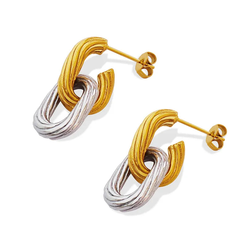 Fashion Geometric Plating Titanium Steel No Inlaid 18K Gold Plated Earrings