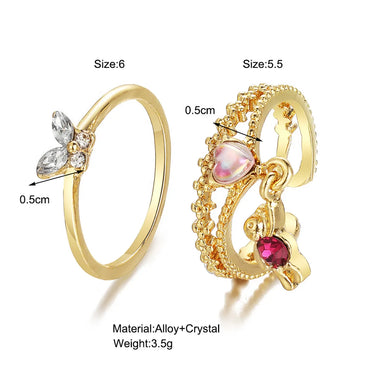 Vintage Heart-shaped Cute Bear Star Moon Butterfly Alloy Rings Wholesale