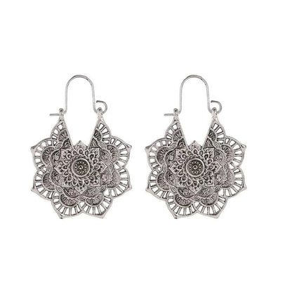 Vintage Metal Openwork Flower Earrings Nhdp145199