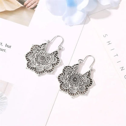 Vintage Metal Openwork Flower Earrings Nhdp145199