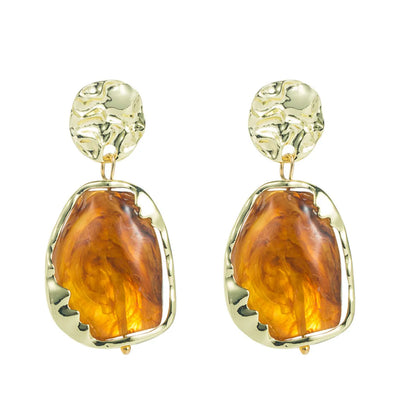 Vintage New Creative Drop Agate Female Alloy Resin Earrings