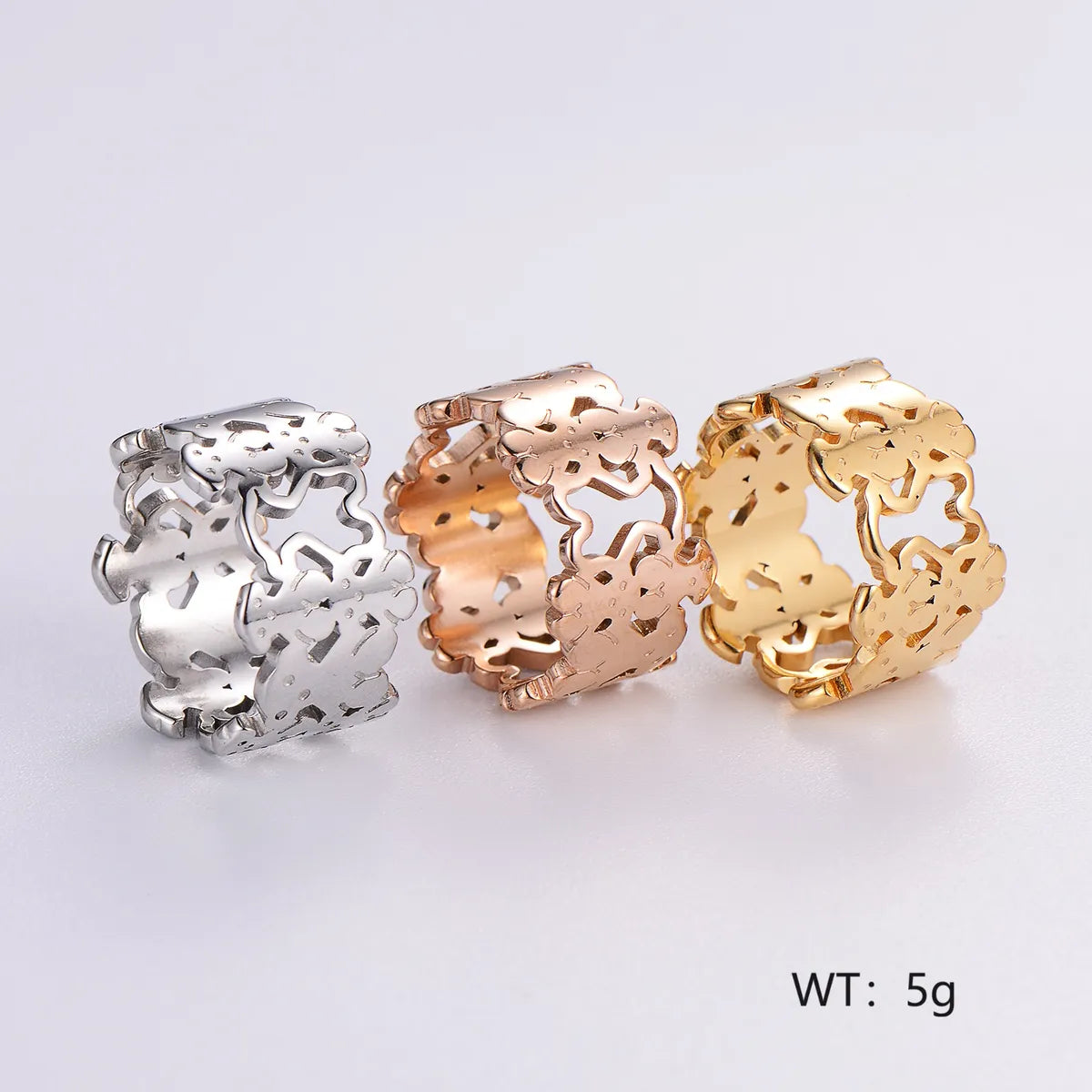 Vintage Style Bear Stainless Steel Plating 18k Gold Plated Rose Gold Plated Rings