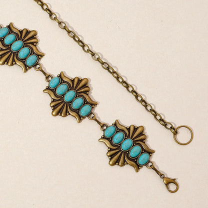 Vintage Style Bohemian Geometric Zinc Alloy Inlay Turquoise Rose Gold Plated Gold Plated Silver Plated Women's Waist Chain