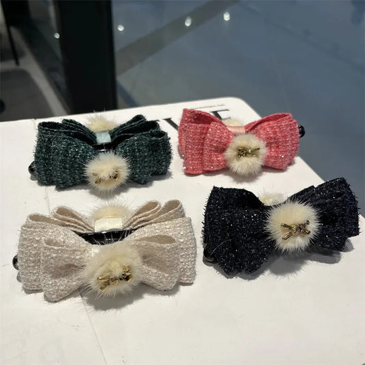 Vintage Style Bow Knot Cloth Hair Clip