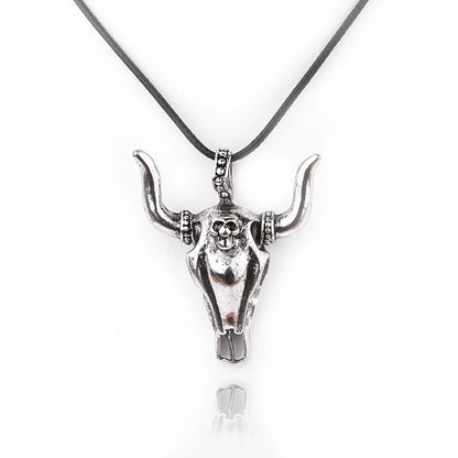 Vintage Style Bull Head Alloy Plating Unisex Pendant Necklace