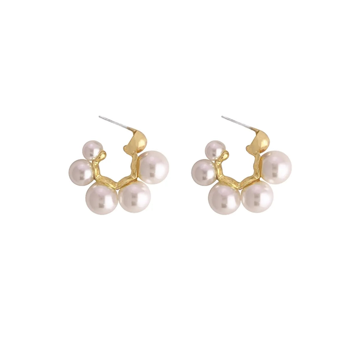 Vintage Style C Shape Plating Alloy Pearl Ear Studs