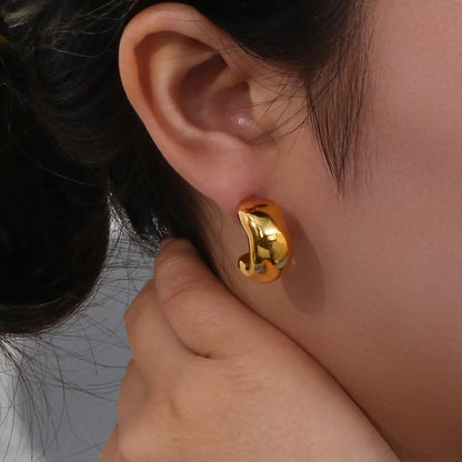 Vintage Style C Shape Plating Stainless Steel Gold Plated Earrings