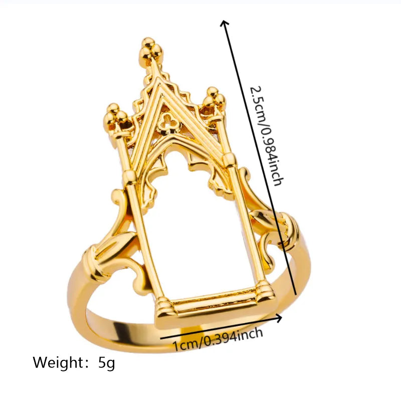 Vintage Style Castle Copper Plating 18k Gold Plated Rings