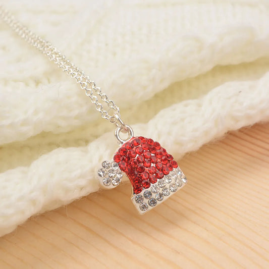 Vintage Style Christmas Hat Rhinestones Alloy Wholesale Pendant Necklace