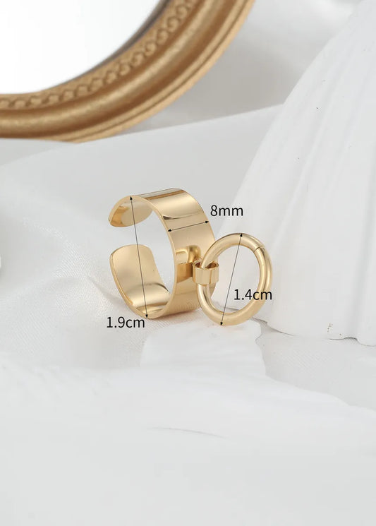 Vintage Style Circle Solid Color Stainless Steel Plating 18k Gold Plated Open Rings