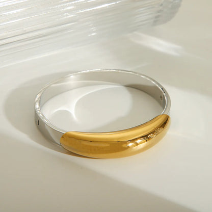 Vintage Style Classic Style Commute Solid Color 304 Stainless Steel 18K Gold Plated Bangle In Bulk