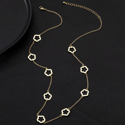 Vintage Style Classic Style Flower Alloy Plating Hollow Out Women's Long Necklace