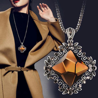 Vintage Style Color Block Alloy Glass Women's Pendant Necklace