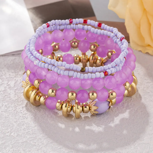 Vintage Style Color Block Arylic Alloy Glass Wholesale Bracelets