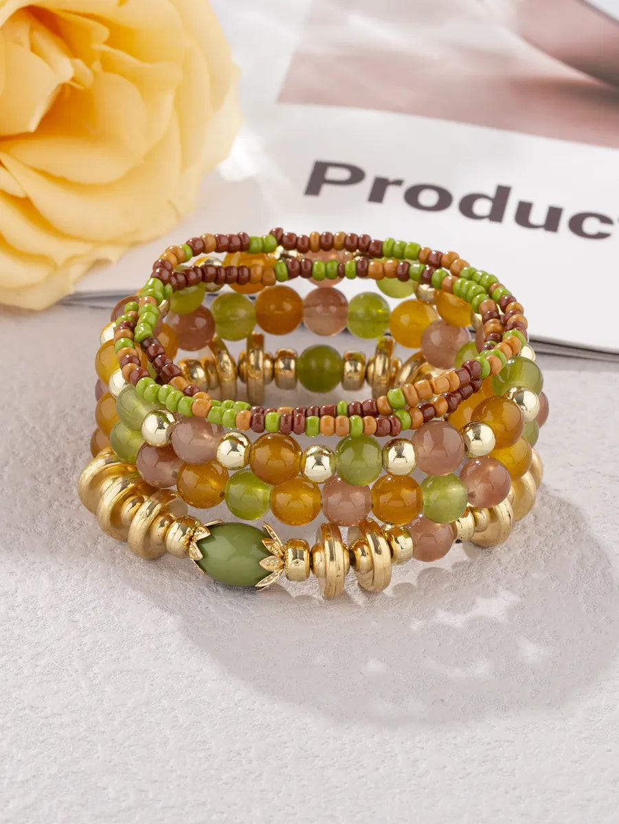 Vintage Style Color Block Arylic Alloy Glass Wholesale Bracelets