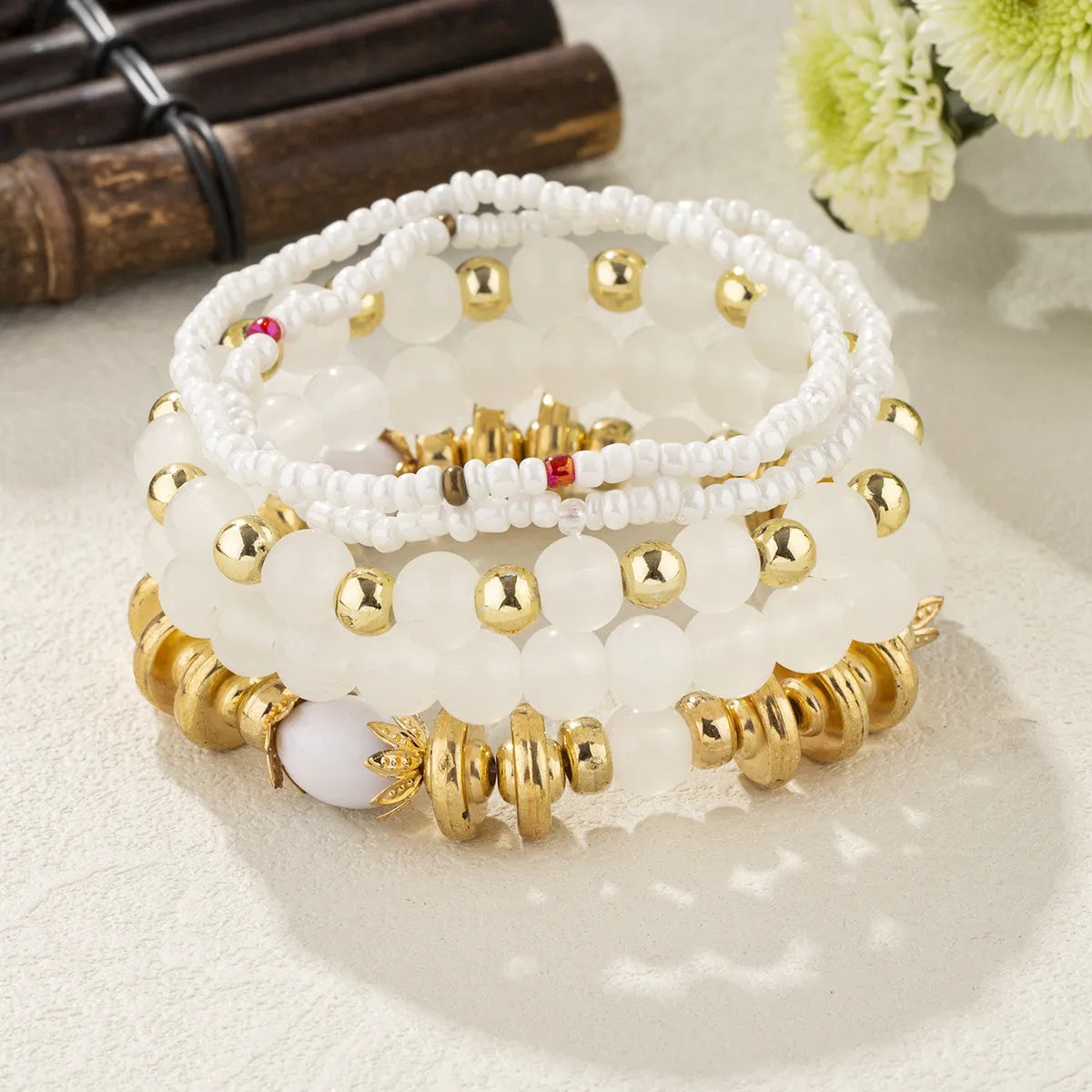 Vintage Style Color Block Arylic Alloy Glass Wholesale Bracelets