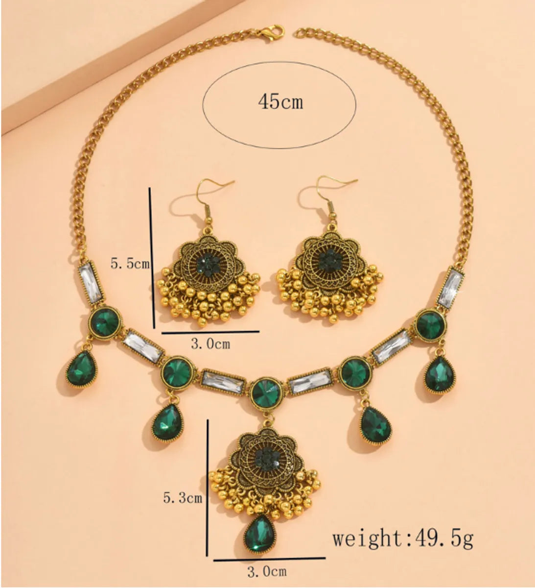 Vintage Style Color Block Flower Alloy Plating Inlay Rhinestones Women's Jewelry Set