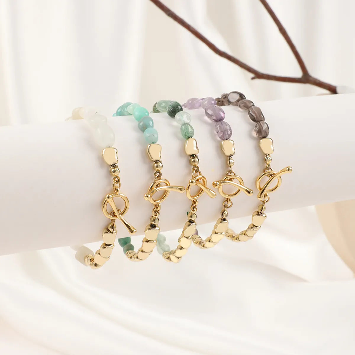 Vintage Style Color Block Natural Stone Beaded Women's Bracelets