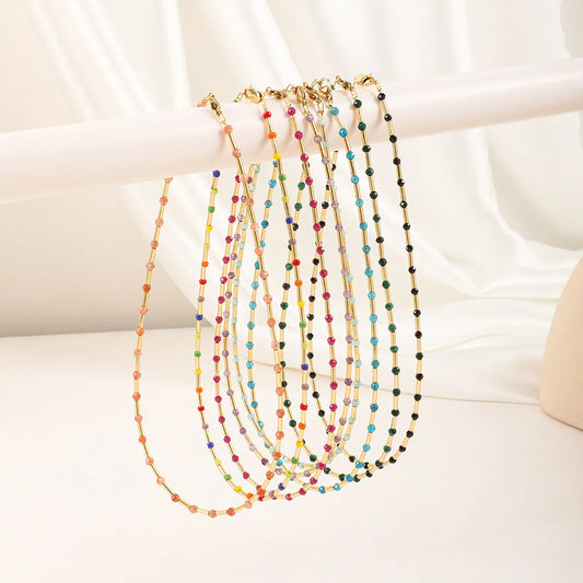 Vintage Style Color Block Natural Stone Necklace In Bulk