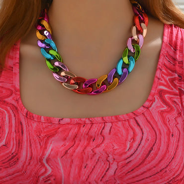 Vintage Style Color Block Solid Color Arylic Plating Women'S Necklace