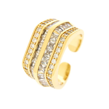 Vintage Style Colorful Copper Plating Inlay Zircon 18k Gold Plated Open Rings