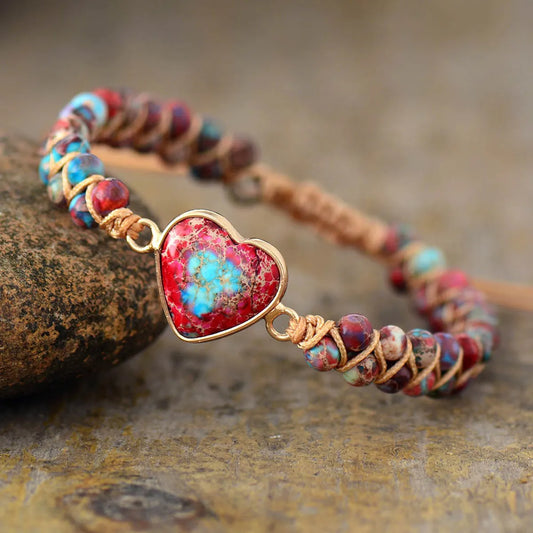 Vintage Style Colorful Heart Shape Emperor Stone Bracelets In Bulk