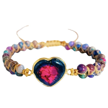 Vintage Style Colorful Heart Shape Emperor Stone Bracelets In Bulk