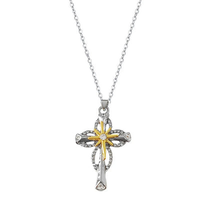 Vintage Style Cross Alloy Plating Silver Plated Women'S Pendant Necklace