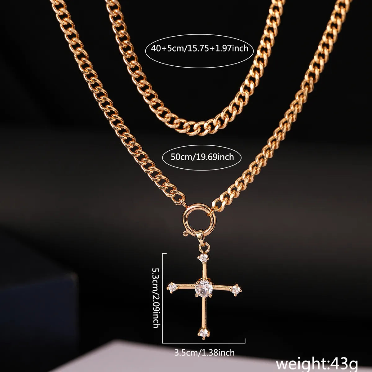 Wholesale Jewelry Vintage Style Cross Iron Copper Plating Pendant Necklace