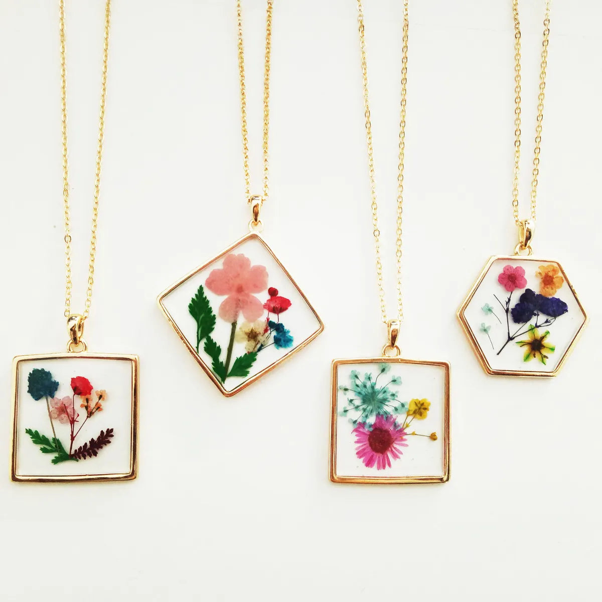 Vintage Style Cross Leaves Flower Alloy Epoxy Women's Necklace