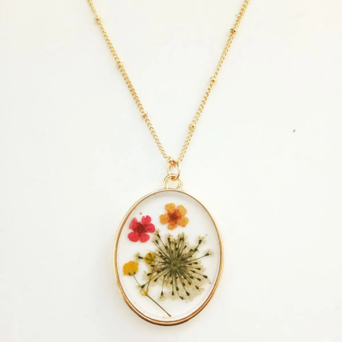 Vintage Style Cross Leaves Flower Alloy Epoxy Women's Necklace