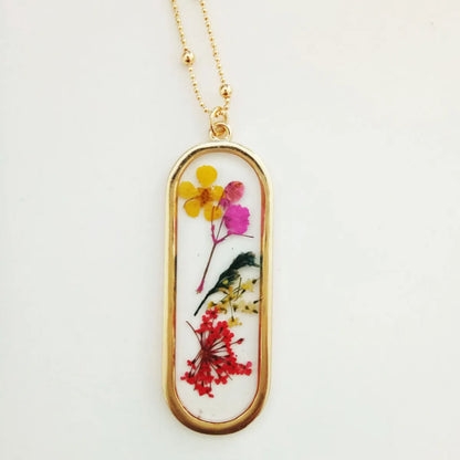 Vintage Style Cross Leaves Flower Alloy Epoxy Women's Necklace