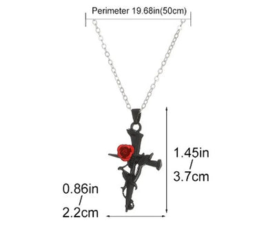 Vintage Style Cross Rose Flower Alloy Wholesale Pendant Necklace