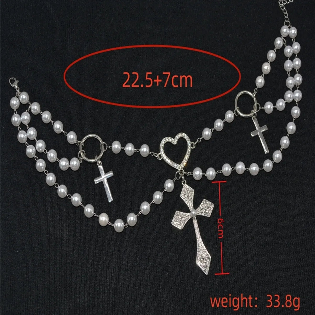 Vintage Style Cross Silver Plated Rhinestones Alloy Wholesale Layered Necklaces