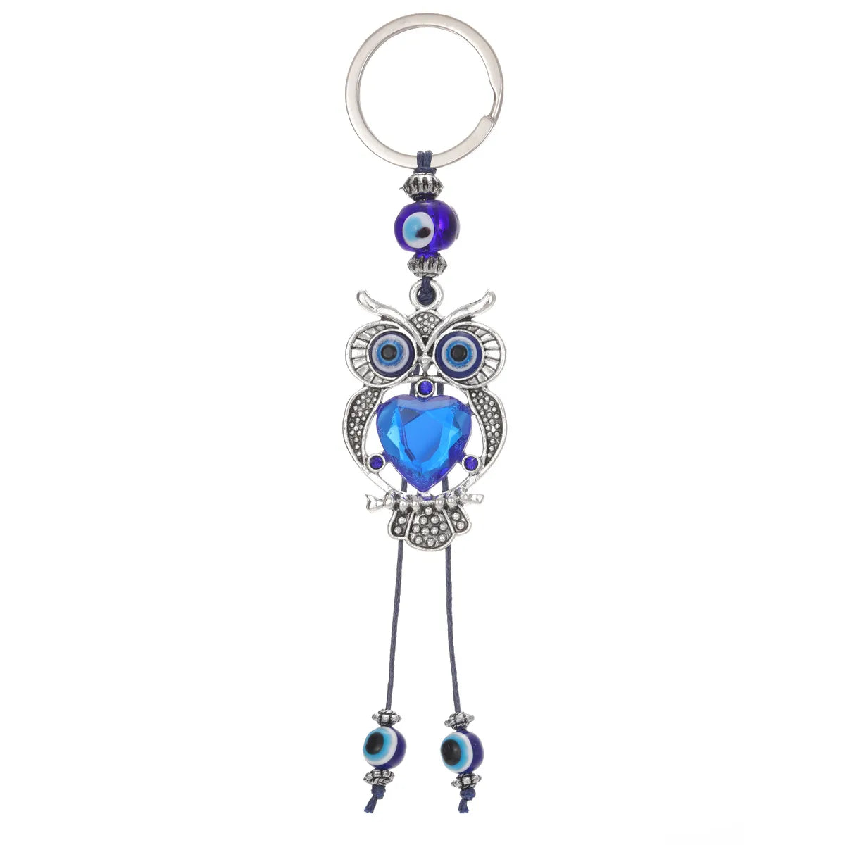 Vintage Style Devil'S Eye Heart Shape Owl Alloy Inlay Rhinestones Bag Pendant Keychain 1 Piece